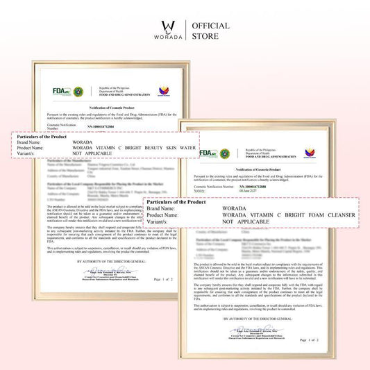 【FDA Approved】Worada 2in1 Vitamin C Bright Foam Cleanser & Bright Beauty Skin Water Set for All Skin Types Exfoliate Radiance Moisturize Hydrate Lemon Facial Cosmetic Moisture Hydrating Cleansing Moisturizer