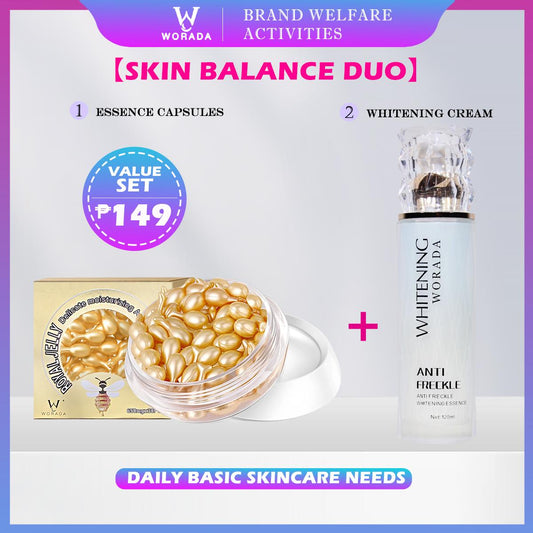 Worada Skin Balance Duo Set - Essence Capsules & Whitening Cream for Daily Basic Skincare Needs - Serums