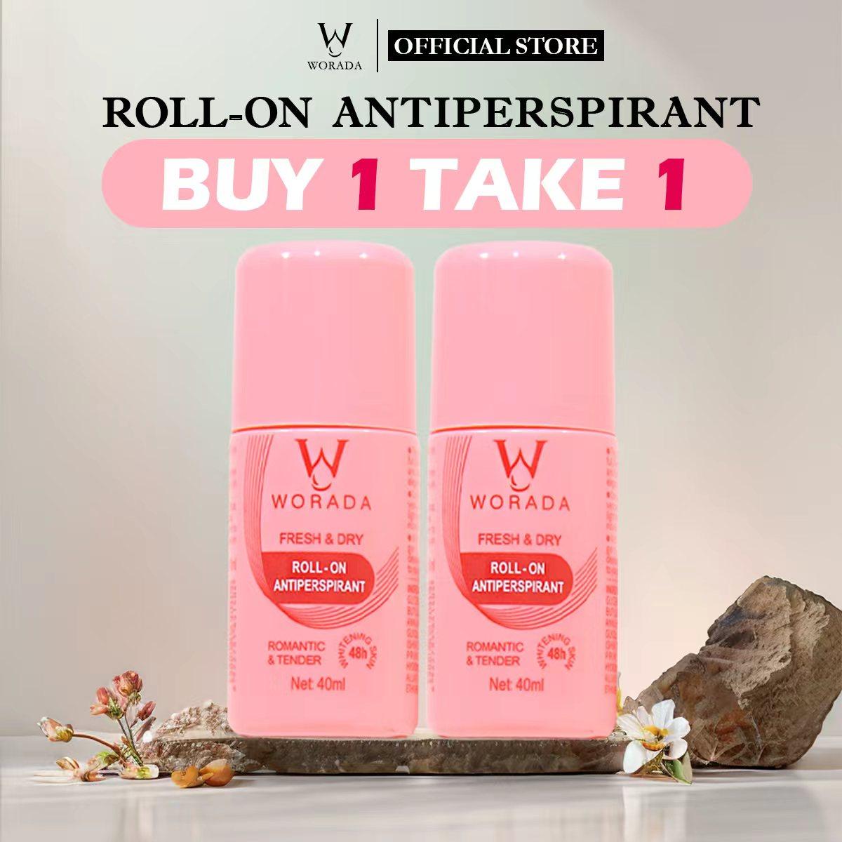 [FDA approved]BUY 1 GET 3 WORADA Organic Skin Intensive Whitening Underarm Powedr Dry Deodorant Under Arm Deo Roll on 40ml each deo rollon antipersperspirant anti body odor roll-on whitening deo vitamin C brightening Unisex Daily Hydrating Moisturizer
