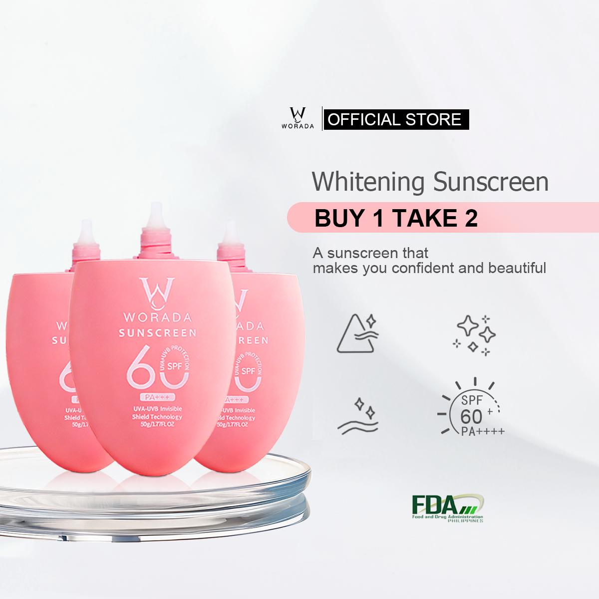 Worada FDA Approved Buy 1 Take 2 SPF60 Sunscreen Protection Make-Up Primer for All Skin Types Hydrate Brightening Skin Repair Moisture Moisturizer