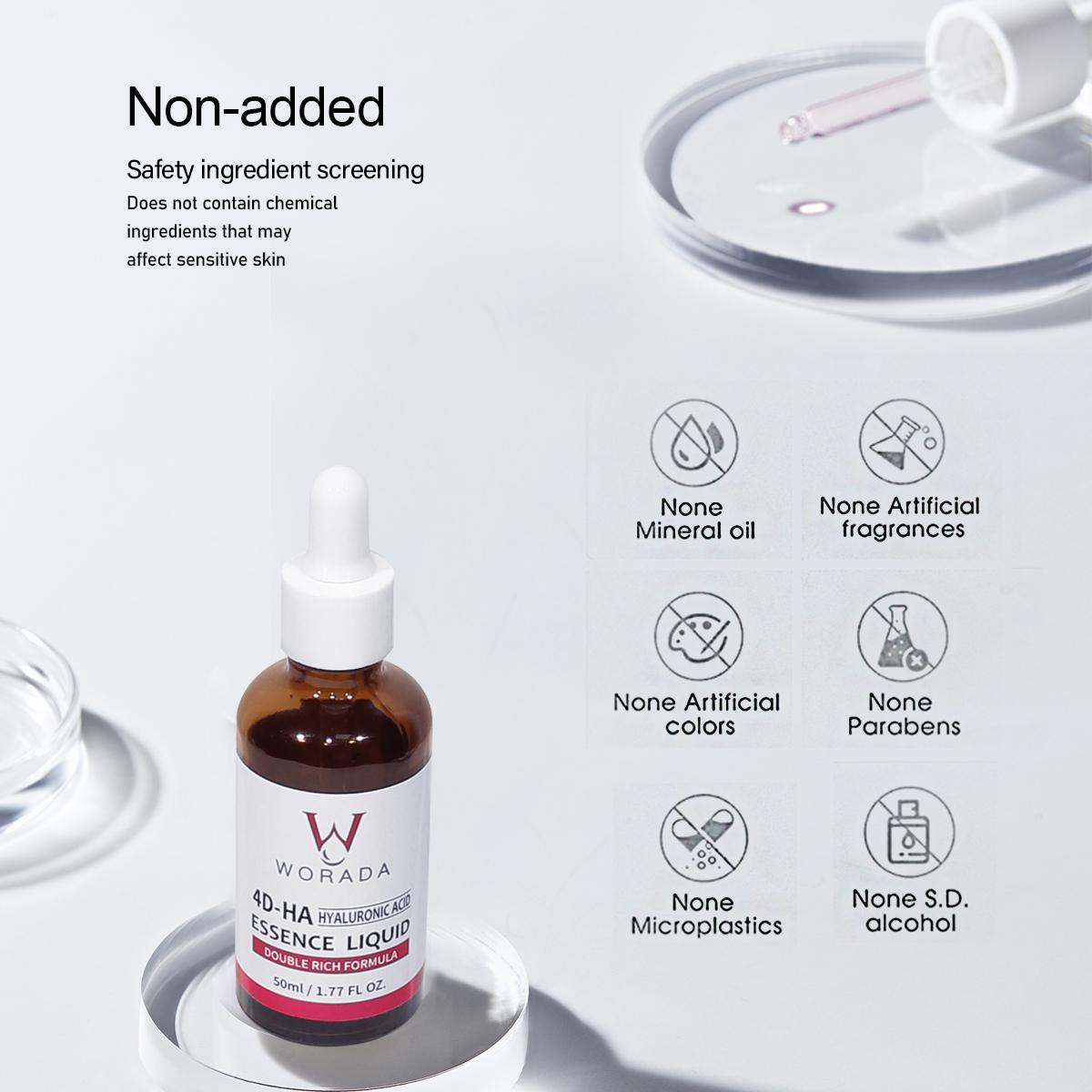 [FDA Approved] WORADA 4D-HA HYALURONIC ACID Nicotinamide WHITENING ESSENCE LIQUID 50ML | Moist and Smooth Skin | Enhanced Skin Radiance Serums Skincare Skin Repair Comfort Moisturizer Moisturize Pack Radiant Hydrating Brightening Moisture Daily Hydrate