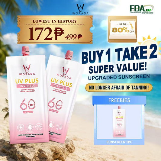 [FDA Approved] Buy 1 Take 1 WORADA New Upgraded Portable SPF60 UV Plus Face Sunscreen 3in1, Outdoor High Protection Sunblock, Whitening Moisture Lock, Long-lasting Waterproof, Easy to Carry for Commuting Travel, Hydrating Brightening Daily Face Protection