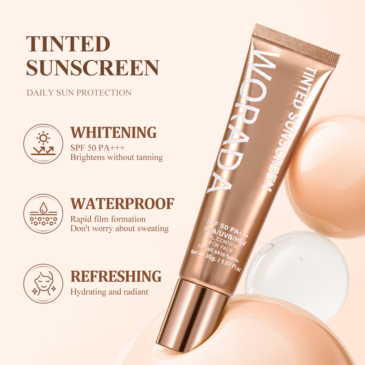 [FDA Approved] WORADA Tinted Sunscreen SPF50+++
