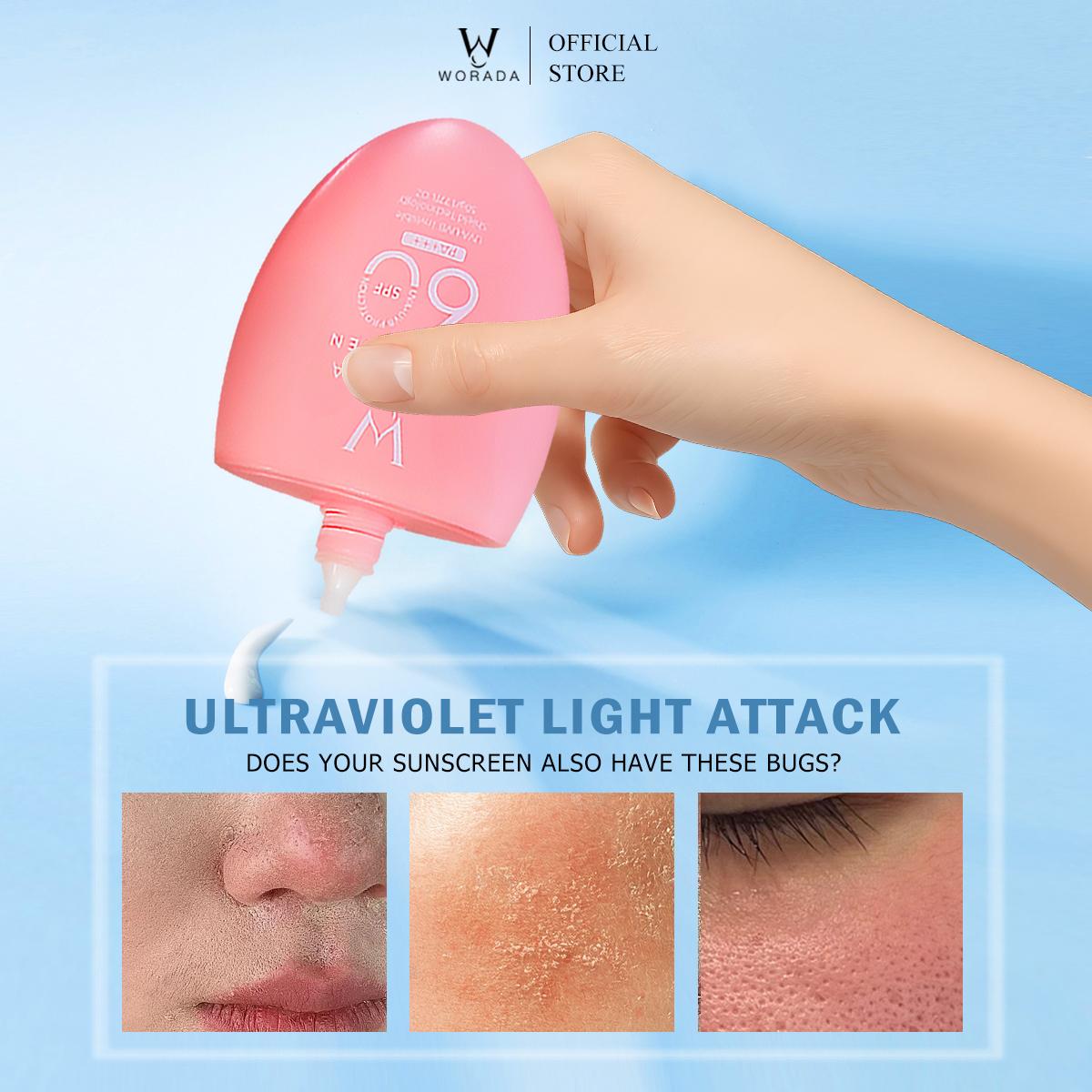 Worada FDA Approved Buy 1 Take 2 SPF60 Sunscreen Protection Make-Up Primer for All Skin Types Hydrate Brightening Skin Repair Moisture Moisturizer