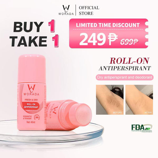 Worada Roll-On Antiperspirant 40ml - 48-Hour Dry Whitening Deodorizing Moisturizing - Lightweight Non-Sticky for All Skin Types - Sakura & Aloe Body Care - Daily