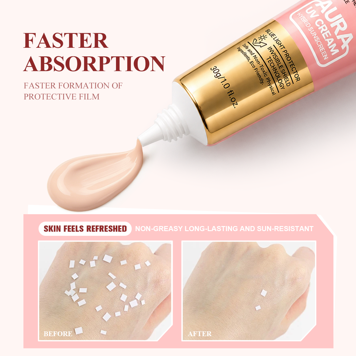 [FDA Approved] Buy 1 Take 1 WORADA Pink Tinted Sunscreen SPF 50+++Oil control water proof Lightweight & Non-Sticky, tinted sunscreen Fast Absorbing, Moisturizing UV Protection, Natural Tone-Up Effect, Skin-Friendly Daily Sunscreen Facial Hydrate Moisture