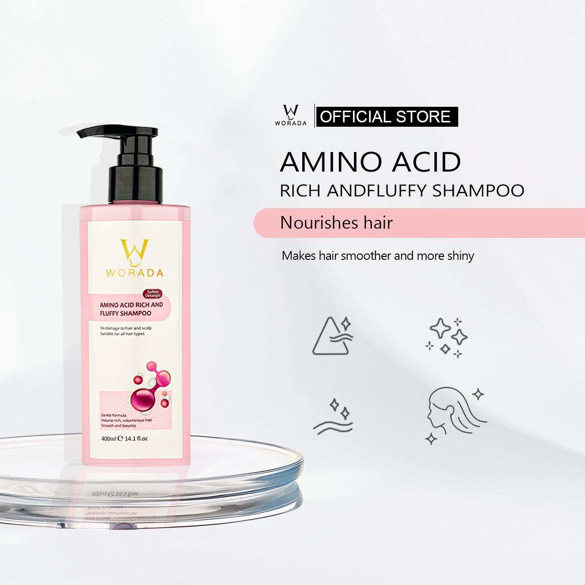 BUY 1 TAKE 1 WORADA amino acid shampoo anti-dandruff repair damaged hair dry hair care oil control shampoo 400ml improve damage/split ends, remove dandruff, control oil, anti-frizz, enhance curl, keep smooth