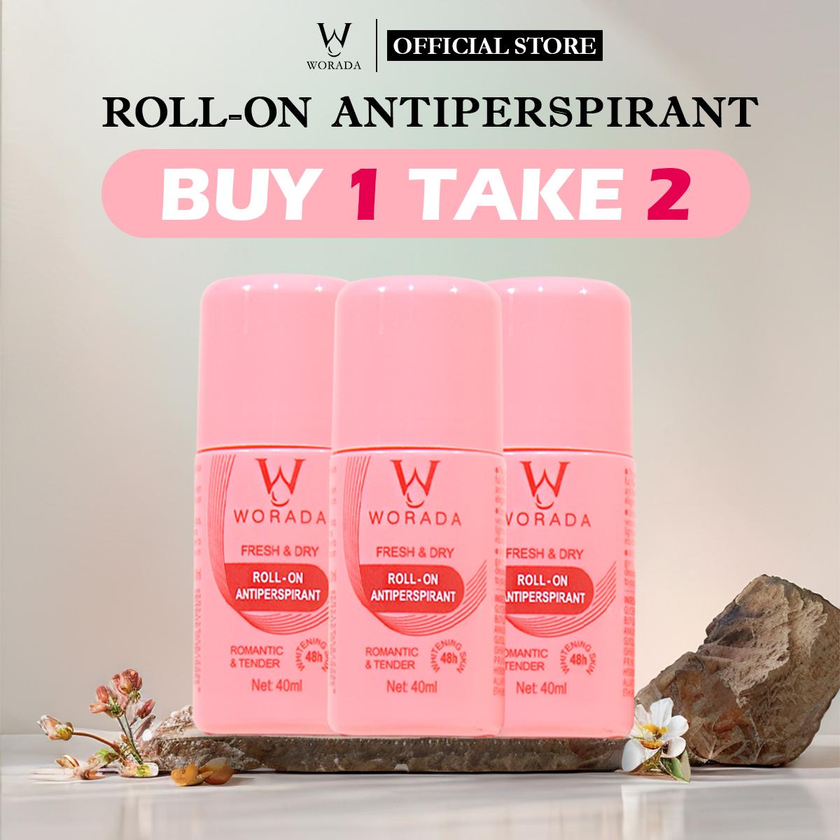 [FDA approved]BUY 1 GET 3 WORADA Organic Skin Intensive Whitening Underarm Powedr Dry Deodorant Under Arm Deo Roll on 40ml each deo rollon antipersperspirant anti body odor roll-on whitening deo vitamin C brightening Unisex Daily Hydrating Moisturizer