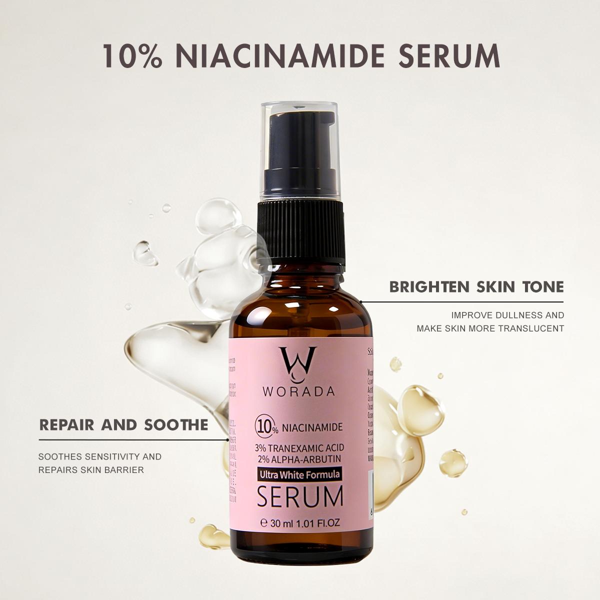 [FDA Approved] WORADA Niacinamide Serum 10% + SPF60 Sunscreen Set | Anti Acne Brightening Oil Control + Whitening Sunblock Waterproof Long Lasting UV Protection Hydrating Moisturizer Primer All Skin Types COD Buy 1 Take 1