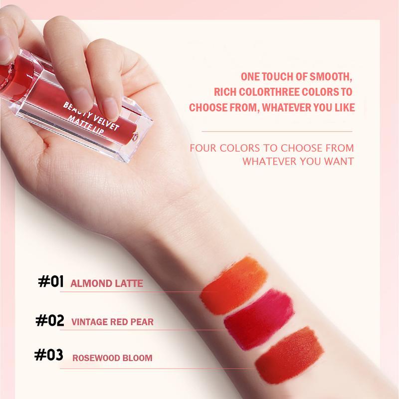 [FDA Approved]  Worada Beauty Velvet Lip Matte Waterproof Long Lasring Smudge Proof Matte 3 Color Limited edition Cosmetic Lipgloss Lipstick Makeup Lip Care Glossy grwm lip tint happy skin  jelly  orange