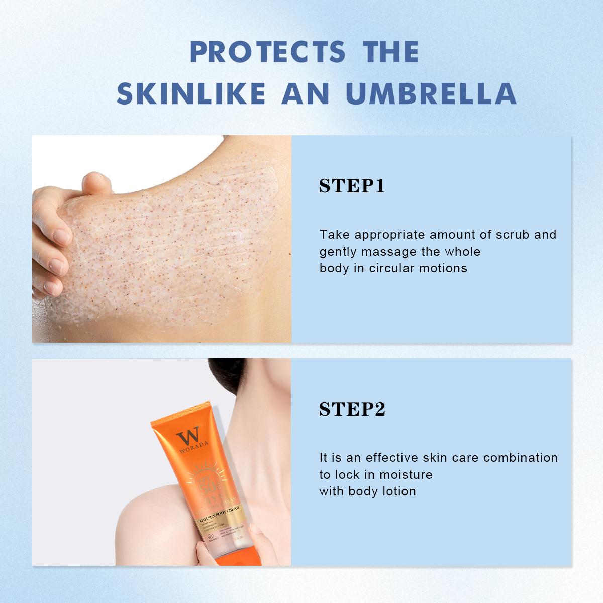[FDA Approved] WORADA SUNSCREEN SPF 50 FOR BODY AND SPF 60 FOR FACE, Facial Body Skin Sunscreen Oil-control Moisturizing Long-lasting Sun Protection Sunscreen Skincare Uv Moisturize Skin Repair Comfort Hydrate Moisturizer Moisture sunscreen orange
