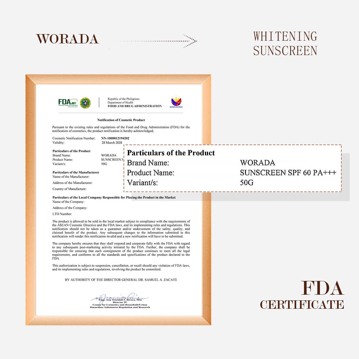 [FDA Approved] WORADA 10% Niacinamide Brightening Revive Serum + SPF60 Sunscreen, Sun Serum Heart Evangelista, Barrier Care Luxury, Whitening Essence for Acne Marks & Dark Spots, Deep Hydration, Redness Relief, Barrier Repair, Waterproof, Travel-Friendly