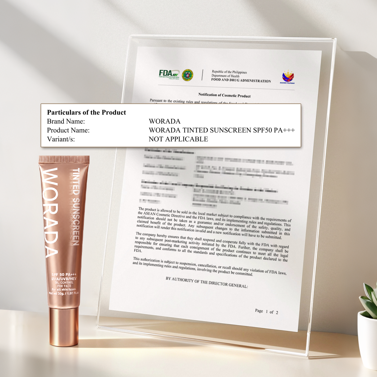 [FDA Approved] WORADA Tinted Sunscreen SPF50+++