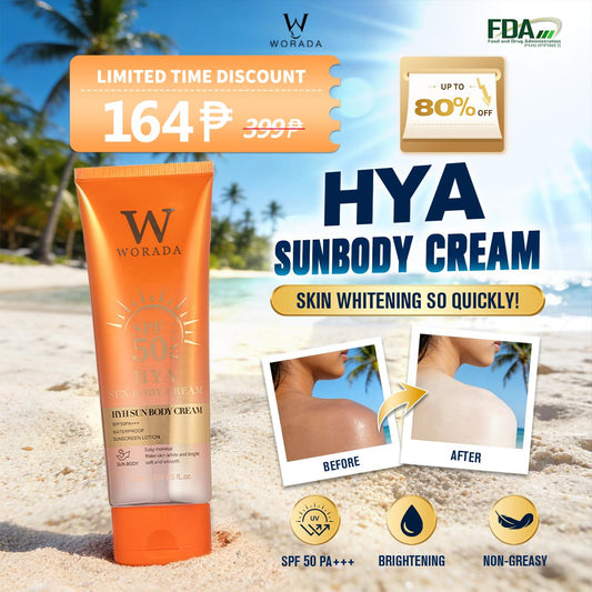[FDA Approved] WORADA HYA Whitening Sunscreen Lotion SPF50 Body Lotion 100ml, suitable for all skin types, super whitening, waterproof and moisturizing, suitable for daily body care, leaving skin bright and smooth, perfect for outdoor activities.