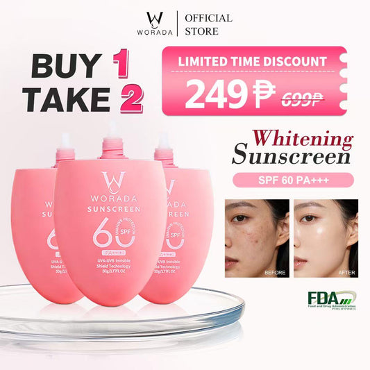 Worada FDA Approved Buy 1 Take 2 SPF60 Sunscreen Protection Make-Up Primer for All Skin Types Hydrate Brightening Skin Repair Moisture Moisturizer