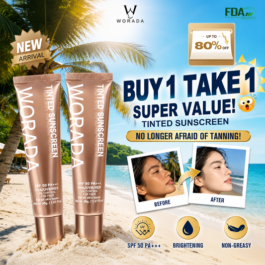 [FDA Approved] WORADA Tinted Sunscreen SPF50+++ | Portable, Lazy Girl Daily Face Base, One-Step No Makeup Look, Moisturizing, Natural Tone-Up Effect Brightening Healthy Glow Lightweight Facial Radiant Whitening Long-Lasting tintedsunscreen