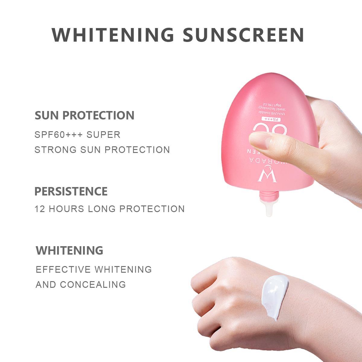 [FDA APPROVED] WORADA SPF60 3IN1 Sunscreen Whitening Cream Waterproof LongLasting Face Body Skin All Skin Types SUNSCREEN ️Sun Protection Moisturizer MakeUp Primer Facial Lightweight Skincare Skin Repair Comfort Hydrating Uv Brightening Hydrate Moisture