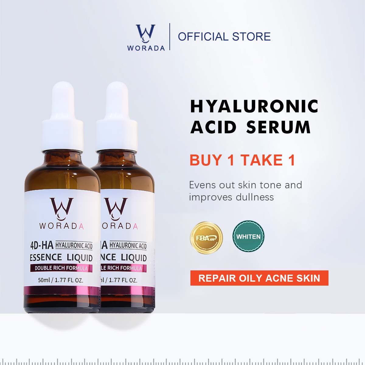 [FDA Approved] Buy1 take 1 WORADA 4DHA HYALURONIC ACID Nicotinamide WHITENING ESSENCE LIQUID Moist and Smooth Skin Enhanced Skin Radiance Serums Skincare Skin Repair Comfort Moisturizer Moisturize Pack Radiant Hydrating Brightening Moisture Daily Hydrate