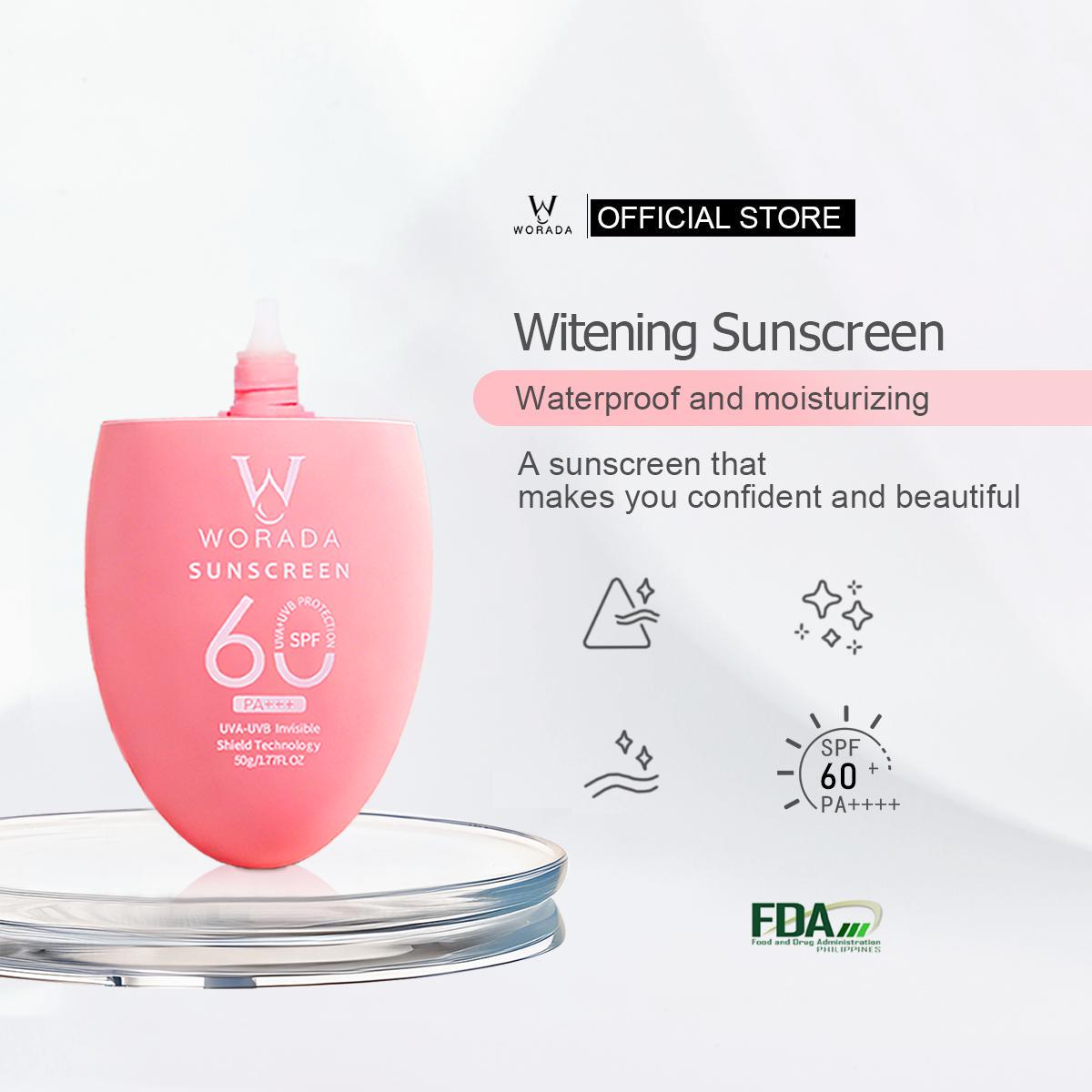 [FDA APPROVED] WORADA SPF60 3IN1 Sunscreen Whitening Cream Waterproof LongLasting Face Body Skin All Skin Types SUNSCREEN ️Sun Protection Moisturizer MakeUp Primer Facial Lightweight Skincare Skin Repair Comfort Hydrating Uv Brightening Hydrate Moisture