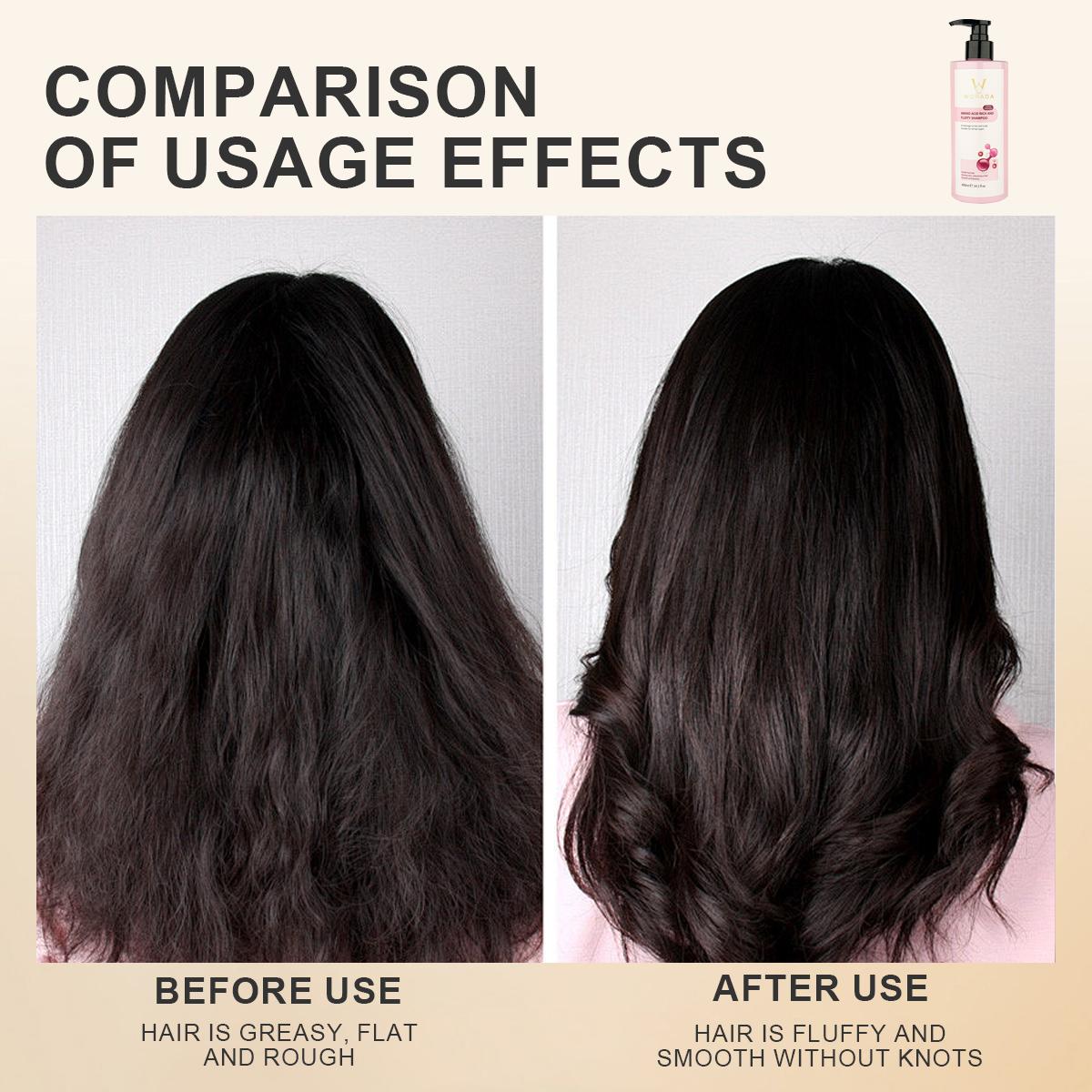 BUY 1 TAKE 1 WORADA amino acid shampoo anti-dandruff repair damaged hair dry hair care oil control shampoo 400ml improve damage/split ends, remove dandruff, control oil, anti-frizz, enhance curl, keep smooth