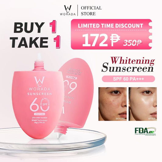 Worada SPF60+++ Sunscreen Sunblock Whitening Cream - Waterproof Long Lasting Face Body Skin 50ml All Skin Types SPF60 3IN1 Sun Protection Moisturizer Make-Up Primer - Hydrate, Moisture