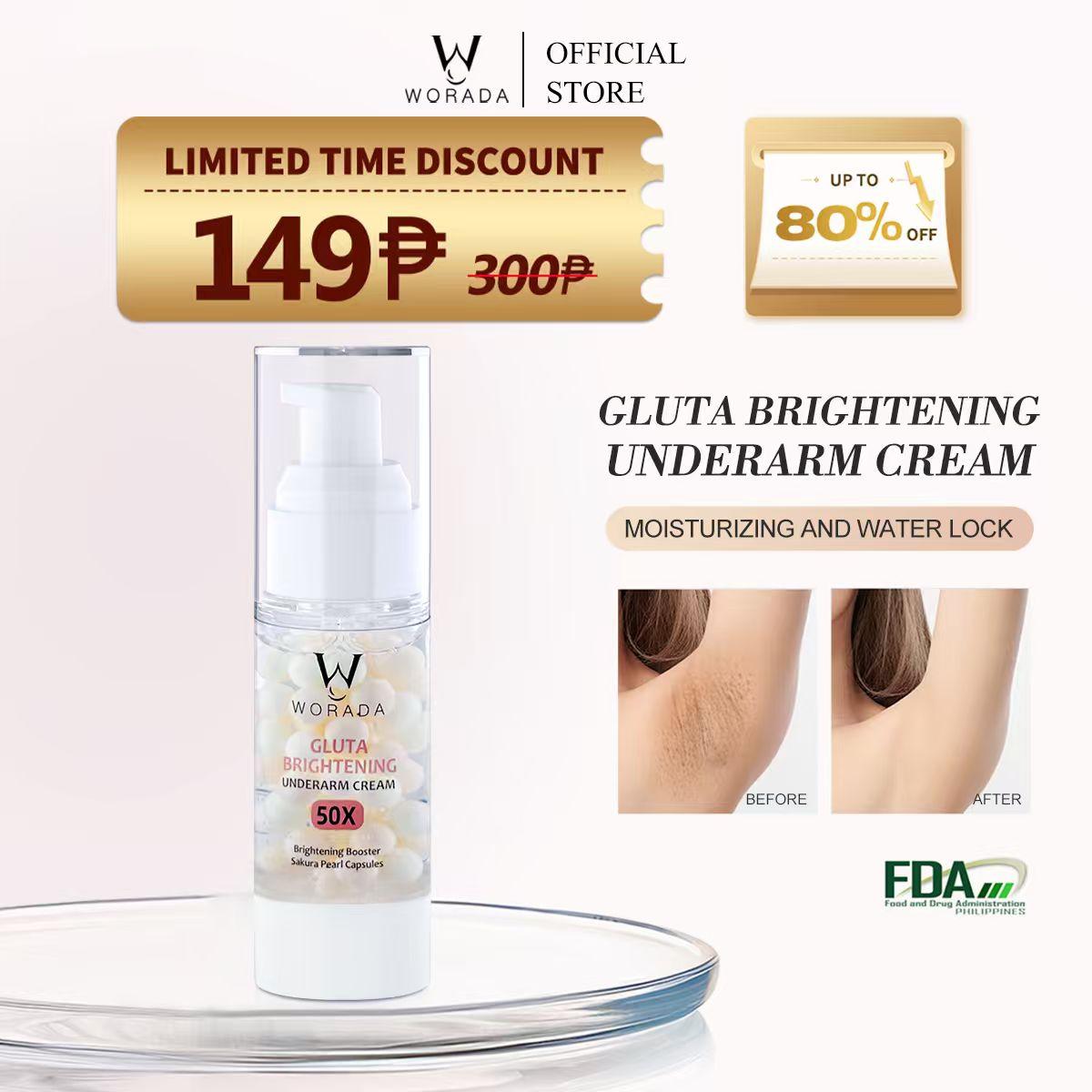 WORADA Sakura 5X Ceramide Underarm Brightening Cream Body Lotion Pearl Moisturizer 30g Skin Care Body Care - Comfort and Skin Repair Hydrating Whitening Cherry Blossom Evening Gel Smooth Moisture Storage Radiant Glutathione