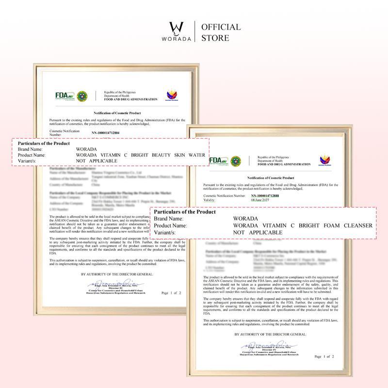 【FDA Approved】Worada  2in1 Vitamin C Bright Foam Cleanser & Bright Beauty Skin Water Set for All Skin Types Exfoliate Radiance Moisturize Hydrate Lemon Facial Cosmetic Moisture Hydrating Cleansing Moisturizer