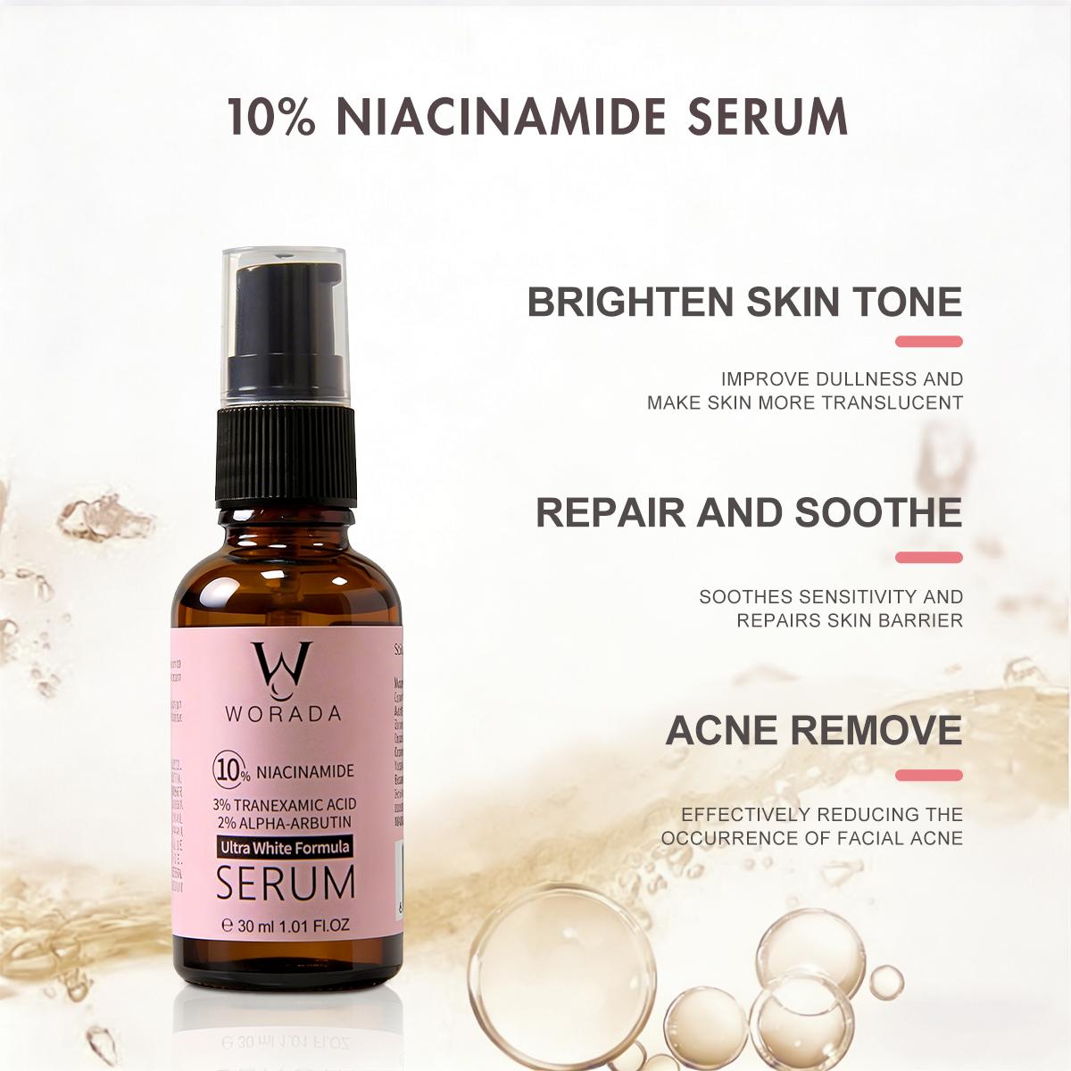 [FDA Approved] WORADA SPF50 Whitening Body Sunscreen+10% Niacinamide Serum, Moisturizes, Brightens Skin, Repairs, Lightweight Daily Lotion, Controls Oil, Reduces Acne, Blemishes & Redness, Fast Results, All Skin Types, UV Protection, Glutathione Whitening