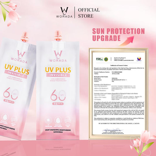 Worada FDA Approved New Upgraded Portable 3in1 SPF60 UV Plus Face Whitening Sunscreen 50g Hydrating Skincare Skin Repair Moisturizer Niacinamide Kojic