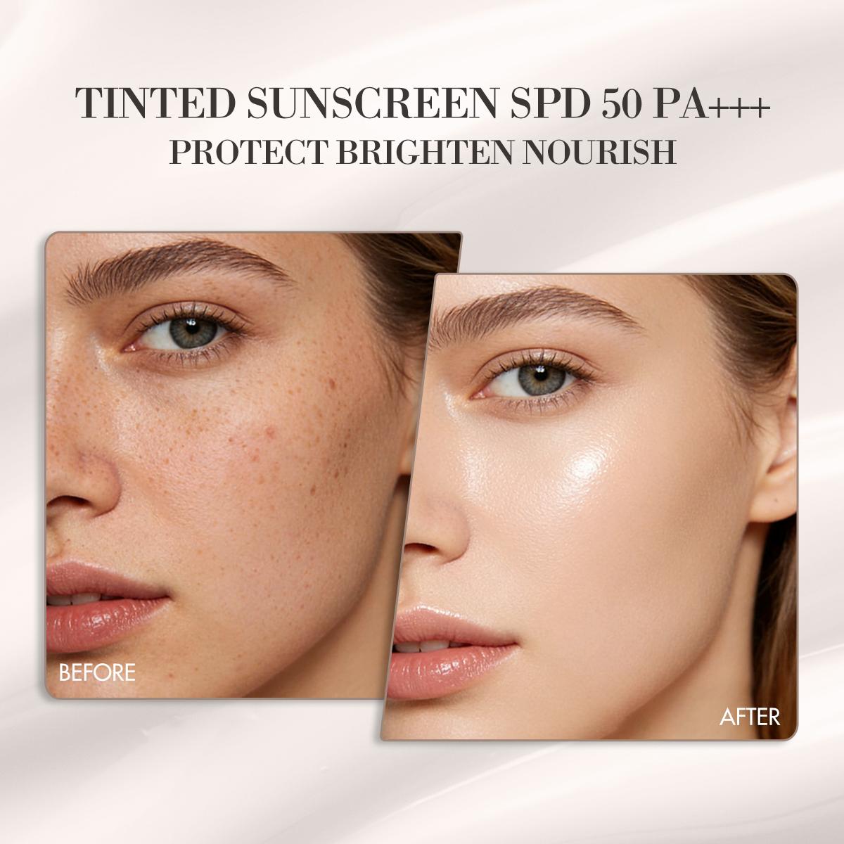 [FDA approved] Buy 1Take1 WORADA Tinted Sunscreen SPF50+++ Lightweight no white cast sun protection hydrating Vitamin E hydrating long-lasting for all skin types Gentle textureUse as a makeup primer sunscreenand gentle sunkissed Uv