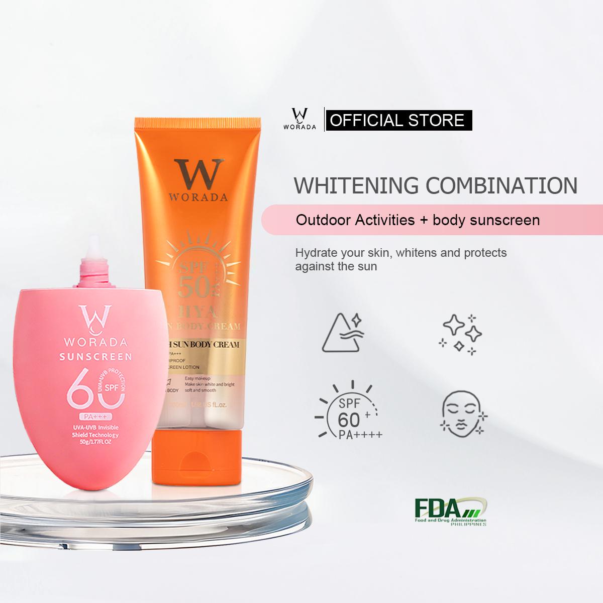 [FDA Approved] WORADA SUNSCREEN SPF 50 FOR BODY AND SPF 60 FOR FACE, Facial Body Skin Sunscreen Oil-control Moisturizing Long-lasting Sun Protection Sunscreen Skincare Uv Moisturize Skin Repair Comfort Hydrate Moisturizer Moisture sunscreen orange