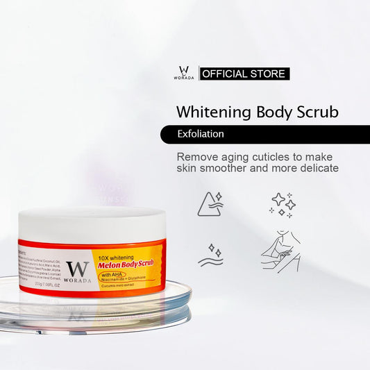 WORADA 10X Whitening Bleaching Whipped Melon Body Scrub 200g Exfoliating Gel Whitening Skin Cleaning Bath For All Skin Type (Niacinamide + Glutahione Cucumis melo extract) Body Care Skin Repair Skin Care Hydrating Moisturize Moisturizer Moisture Cleanser