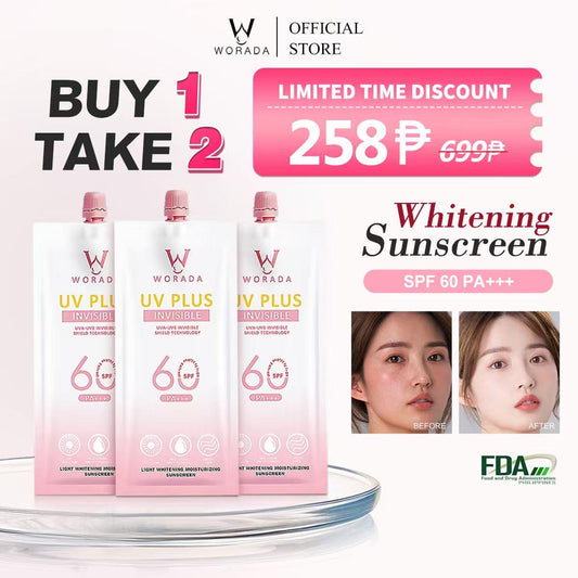 Worada FDA Approved New Upgraded Portable 3in1 SPF60 UV Plus Face Whitening Sunscreen 50g Hydrating Skincare Skin Repair Moisturizer Niacinamide Kojic