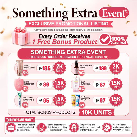 [Something Extra] WORADA SPF60 Sunscreen | 3 Pcs + Free Bonus Product | Lightweight Long-Lasting UV Protection | Portable Facial Sunscreen Easy Reapplication SPF60 PA+++