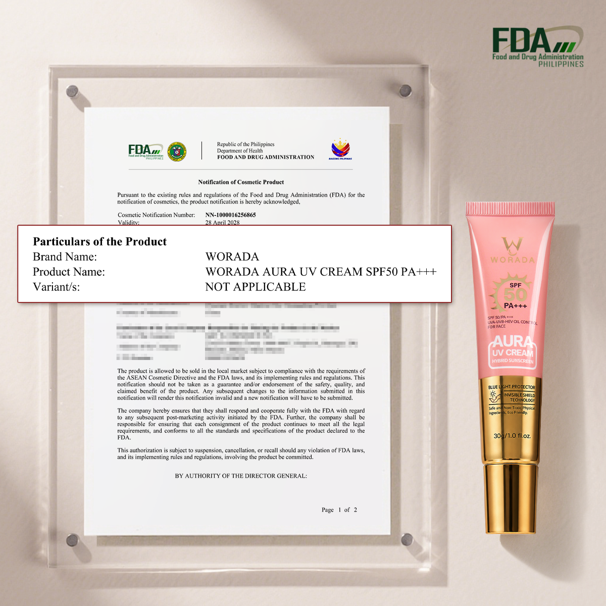 [FDA Approved] BUY 1 TAKE 1 WORADA SPF60 Facial Sunscreen Sunblock Whitening Cream Comfort Skincare Long Lasting All Skin Types 3IN1 Sunscreen Protection Moisturizer MakeUp Primer Skin Repair Uv Daily Hydrating Moisture beauty salve Pack WaterProof Gentle