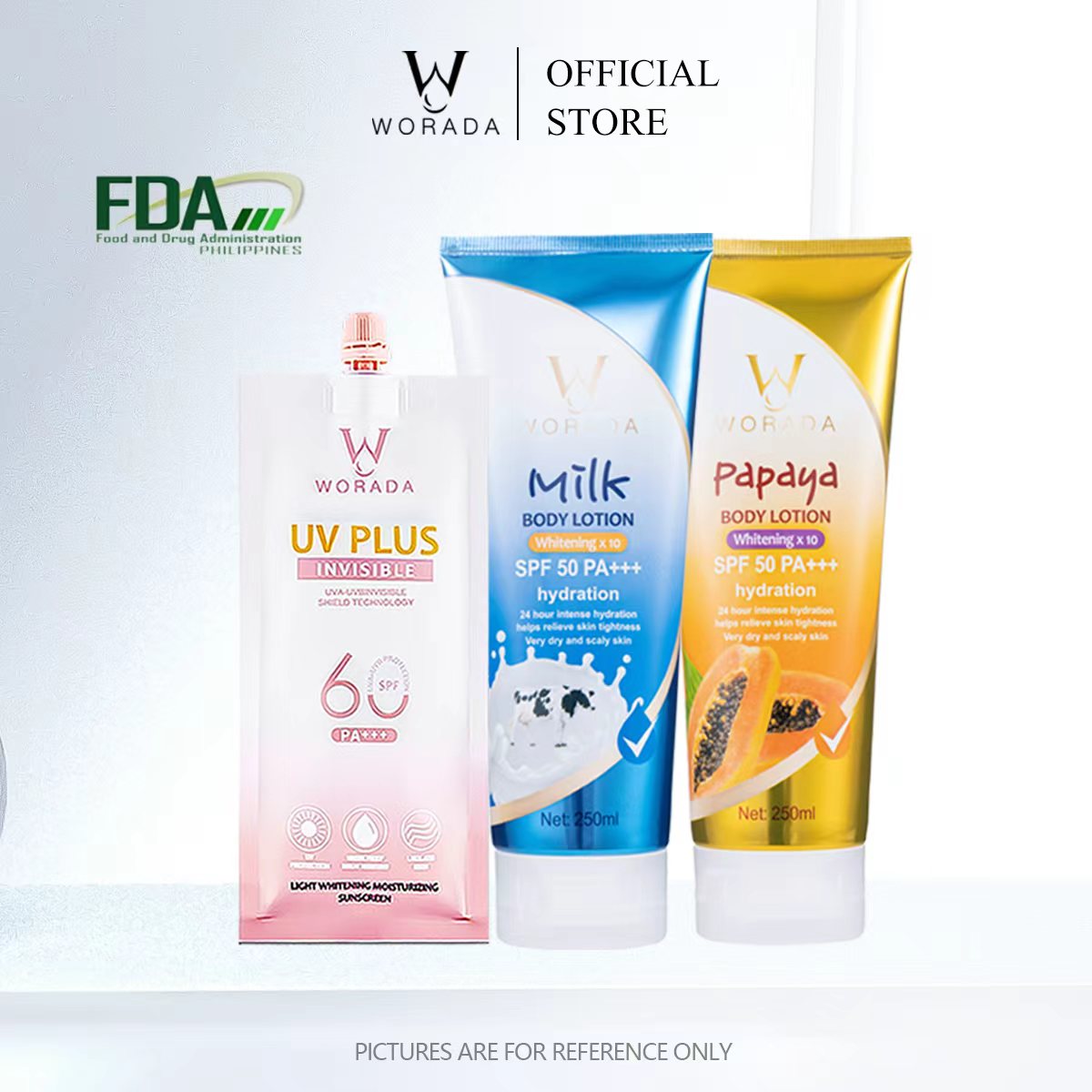 [Something Extra] WORADA SPF50 Body Sunscreen Lotion | 3 Pcs + Free Bonus Product | Whitening UV Protection Moisturizing | Lightweight Body Sunblock SPF50 Daily Protection