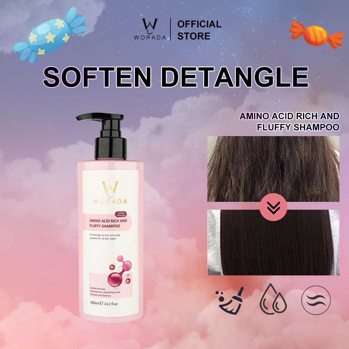 BUY 1 TAKE 1 WORADA amino acid shampoo anti-dandruff repair damaged hair dry hair care oil control shampoo 400ml improve damage/split ends, remove dandruff, control oil, anti-frizz, enhance curl, keep smooth