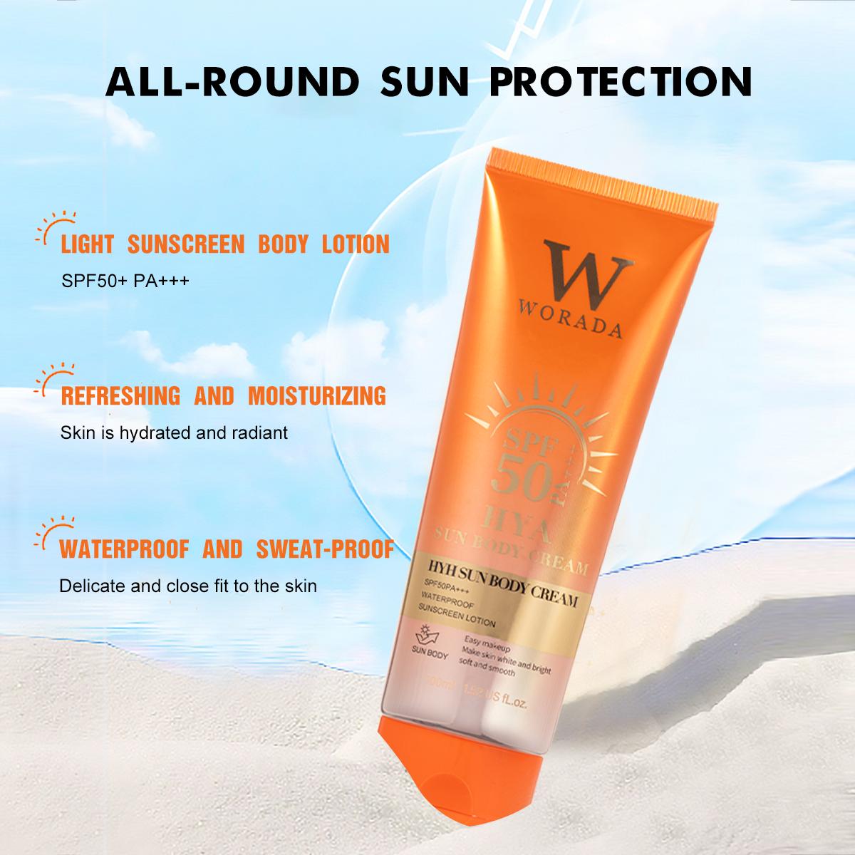 [FDA Approved] WORADA SUNSCREEN SPF 50 FOR BODY AND SPF 60 FOR FACE, Facial Body Skin Sunscreen Oil-control Moisturizing Long-lasting Sun Protection Sunscreen Skincare Uv Moisturize Skin Repair Comfort Hydrate Moisturizer Moisture sunscreen orange