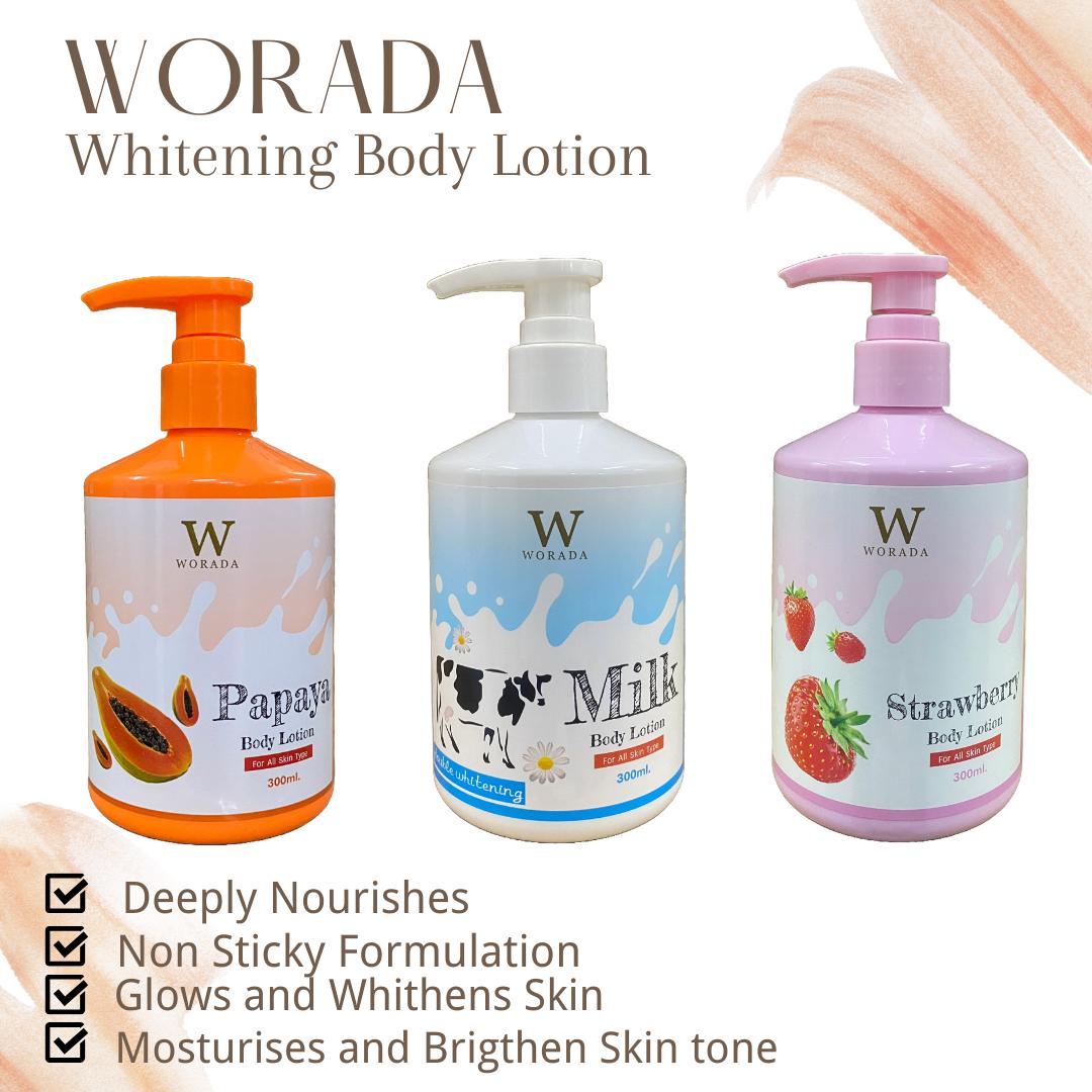 [FDA Approved] WORADA Sunscreen SPF60 PA+++ Sunblock Whitening Cream 50g And Whitening Lotion Gluta Acid Body Care Hydrating 300ml Skincare Pack Moisturizer Comfort Skin Repair Moisture Cosmetic Hyaluronic