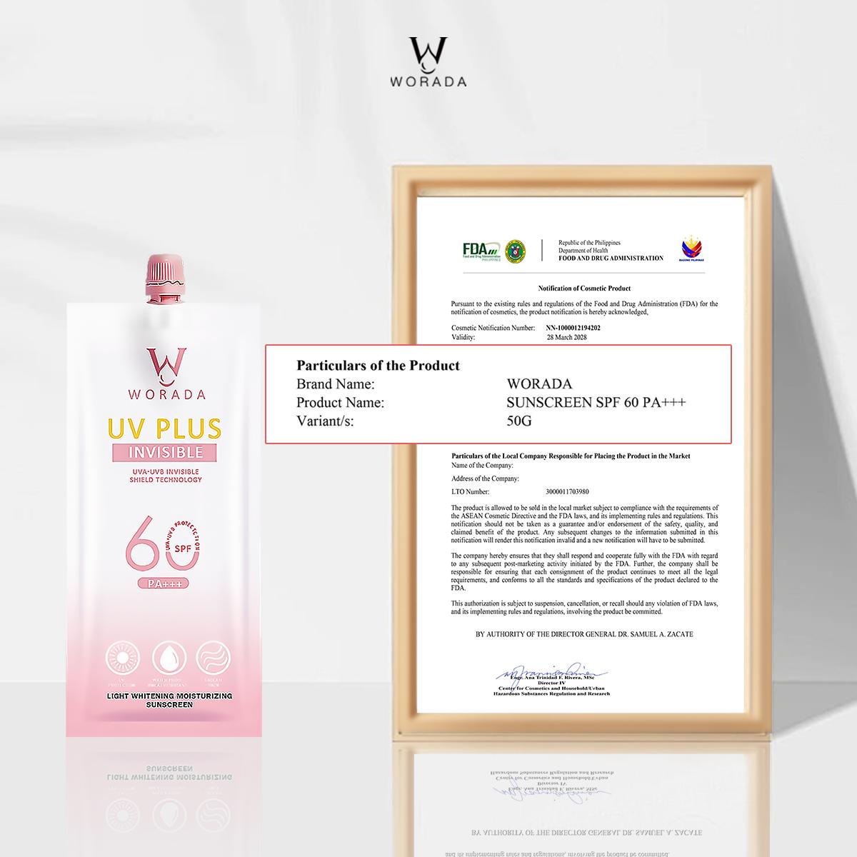 [Something Extra] WORADA SPF60 Sunscreen | 3 Pcs + Free Bonus Product | Lightweight Long-Lasting UV Protection | Portable Facial Sunscreen Easy Reapplication SPF60 PA+++