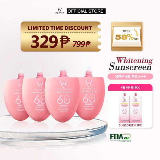 [FDA Approved] WORADA Sunscreen COD Special Offer Set Buy 4 Get 2 New Upgraded Portable SPF60 Sunscreen, Whitening Sunblock, All Skin Types, Waterproof, Long-Lasting Protection, Moisturizer, Hydrating Daily Comfort, Makeup Primer, Gentle UV Care