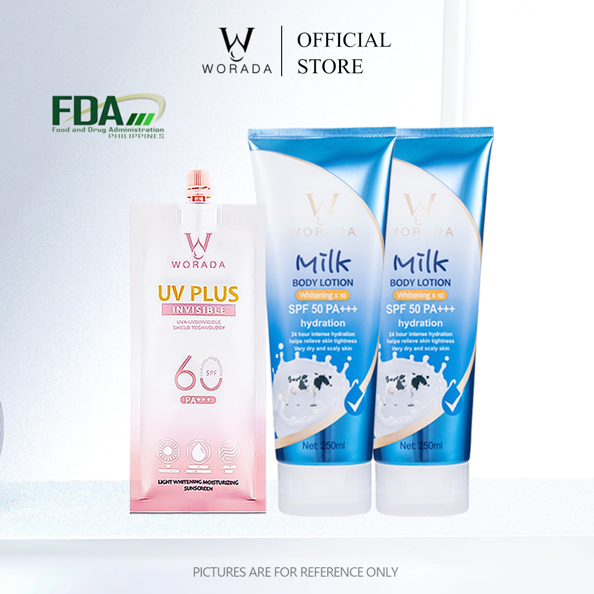 [Something Extra] WORADA SPF50 Body Sunscreen Lotion | 3 Pcs + Free Bonus Product | Whitening UV Protection Moisturizing | Lightweight Body Sunblock SPF50 Daily Protection