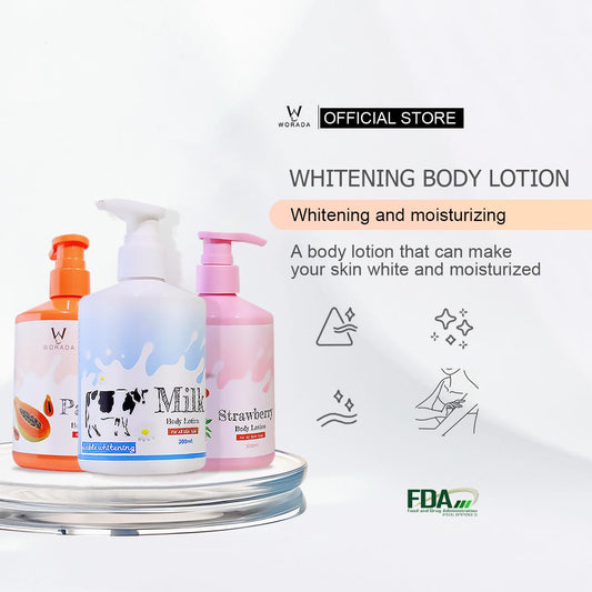 [FDA Approved]3 BOTTLE WORADA Papaya Lotion Gluta Acid And Papaya Extrac and Milk Whitening Hand&Body Lotion  Whitening  For All Type Body Care Gentle Skincare Skin Repair Lotions Smooth Mild Restore Comfort lotion  viral Moisturizer Moisture Hydrating