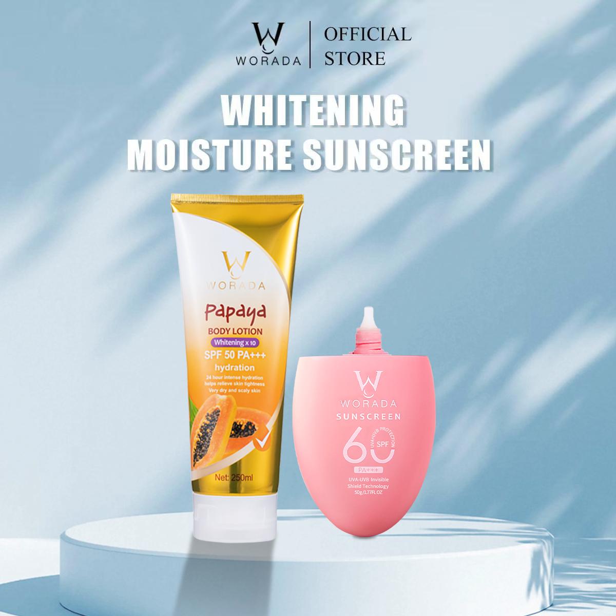 [FDA Approved] WORADA Sunscreen SPF60 PA+++ Sunblock Whitening Cream And Whitening Lotion Gluta Acid  X10 SPF 50 PA+++ Body Care Hydrating Pack Uv Skincare Comfort Moisturizer Moisture Skin Repair Cosmetic