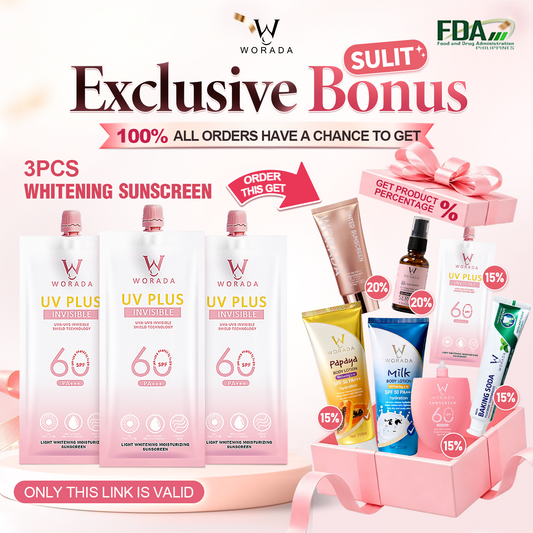[Something Extra] WORADA SPF60 Sunscreen | 3 Pcs + Free Bonus Product | Lightweight Long-Lasting UV Protection | Portable Facial Sunscreen Easy Reapplication SPF60 PA+++