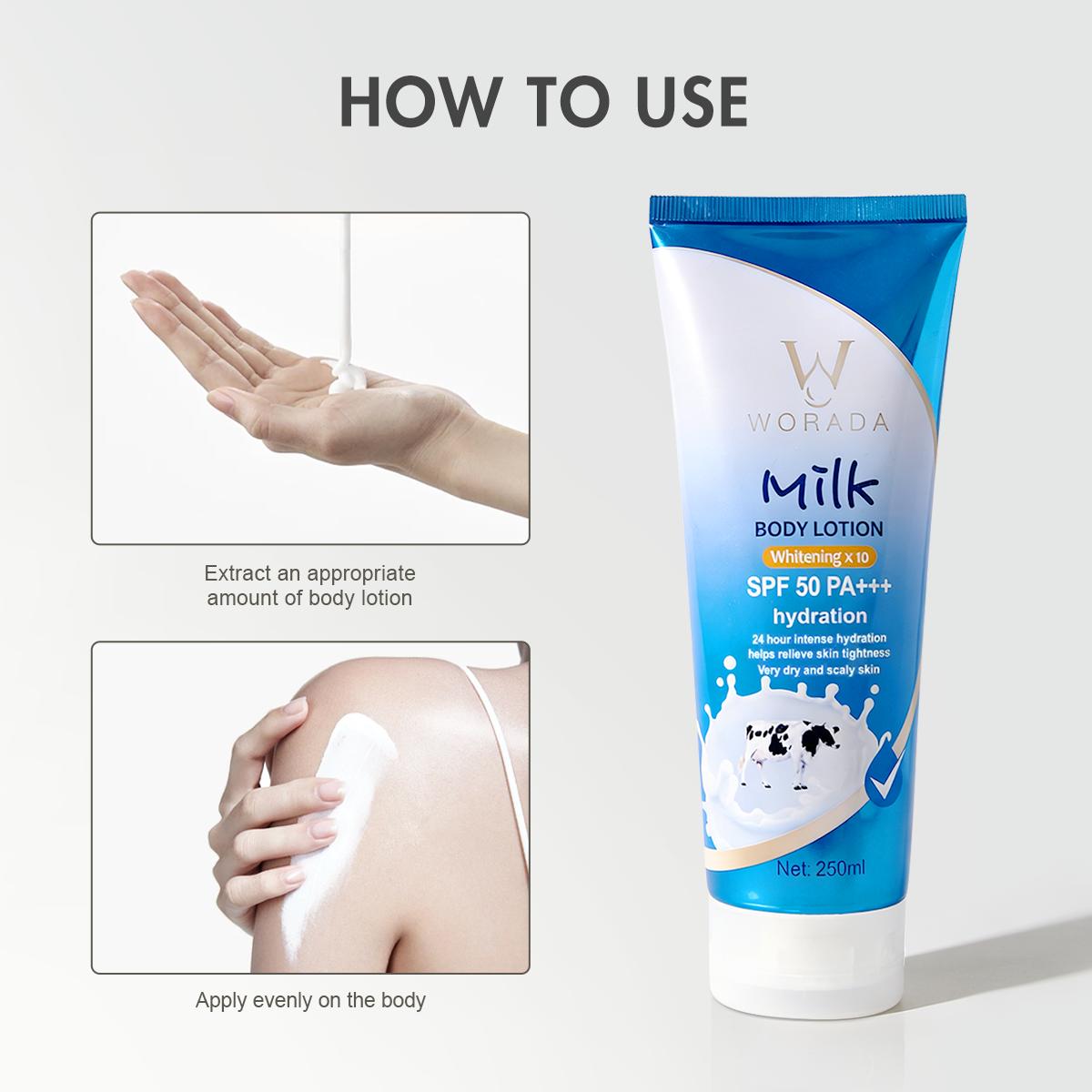 [Something Extra] WORADA SPF50 Body Sunscreen Lotion | 3 Pcs + Free Bonus Product | Whitening UV Protection Moisturizing | Lightweight Body Sunblock SPF50 Daily Protection