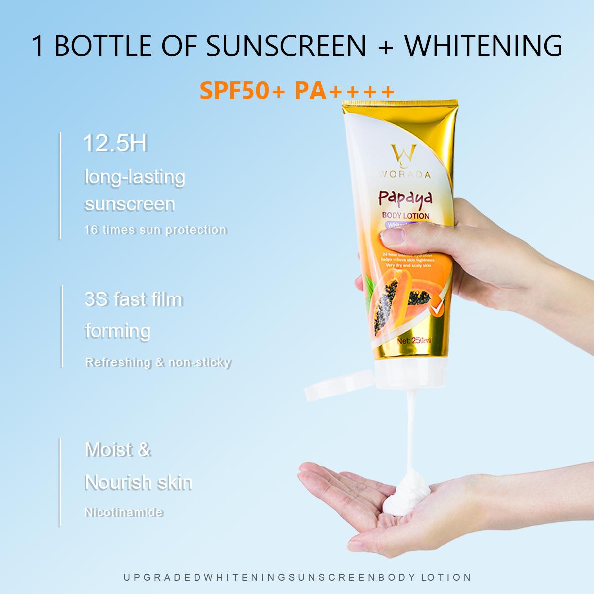 [FDA Approved] WORADA Sunscreen SPF60 PA+++ Sunblock Whitening Cream And Whitening Lotion Gluta Acid  X10 SPF 50 PA+++ Body Care Hydrating Pack Uv Skincare Comfort Moisturizer Moisture Skin Repair Cosmetic