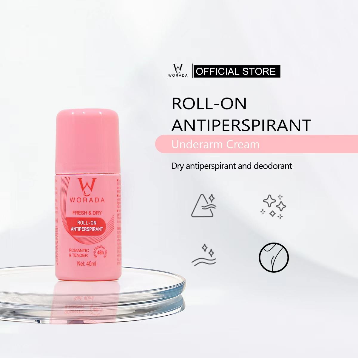 [FDA approved]BUY 1 GET 3 WORADA Organic Skin Intensive Whitening Underarm Powedr Dry Deodorant Under Arm Deo Roll on 40ml each deo rollon antipersperspirant anti body odor roll-on whitening deo vitamin C brightening Unisex Daily Hydrating Moisturizer