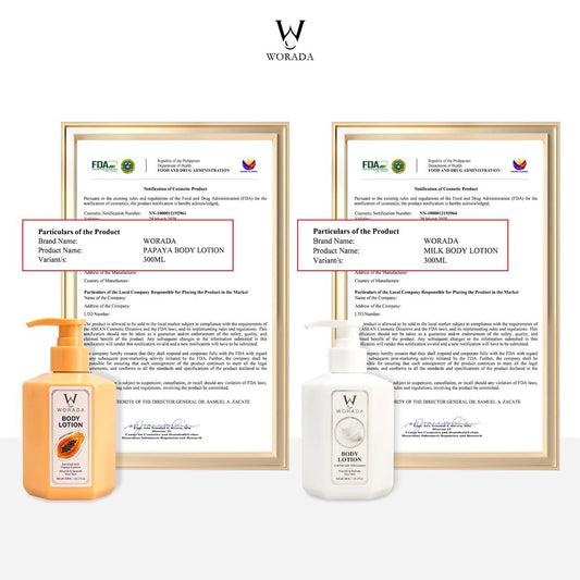 [FDA Approved] 3BOTTLE WORADA Papaya Lotion Gluta Acid Papaya Extract Whitening Lotion Skin For All Skin Type Whitening Hydrating Fragrance Free Body Care Lotion Moisturize Comfort Skincare Moisturizer Skin Repair Scent Cosmetic Scented lotion  Moisture