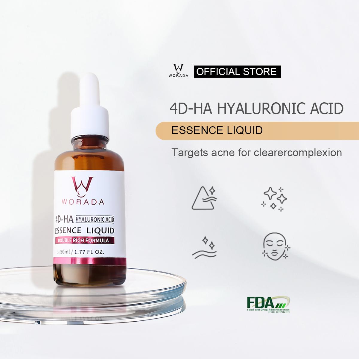 WORADA 4D-HA HYALURONIC ACID Nicotinamide WHITENING ESSENCE LIQUID 50ML | Moist and Smooth Skin | Enhanced Skin Radiance Serums Skincare Skin Repair Comfort Moisturizer Moisturize Pack Radiant Hydrating Brightening Moisture Daily Hydrate